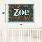 Zoe Name Art - Floral Farmhouse personalized wall print for kids