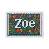 Zoe Name Art - Floral Farmhouse personalized wall print for kids