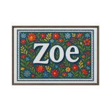 Zoe Name Art - Floral Farmhouse personalized wall print for kids