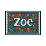 Zoe Name Art - Floral Farmhouse personalized wall print for kids