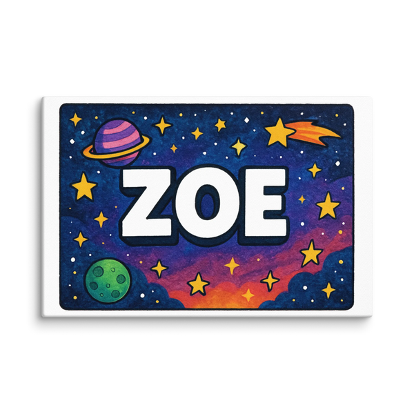 Zoe Name Art - Space Explorers Personalized Wall Art