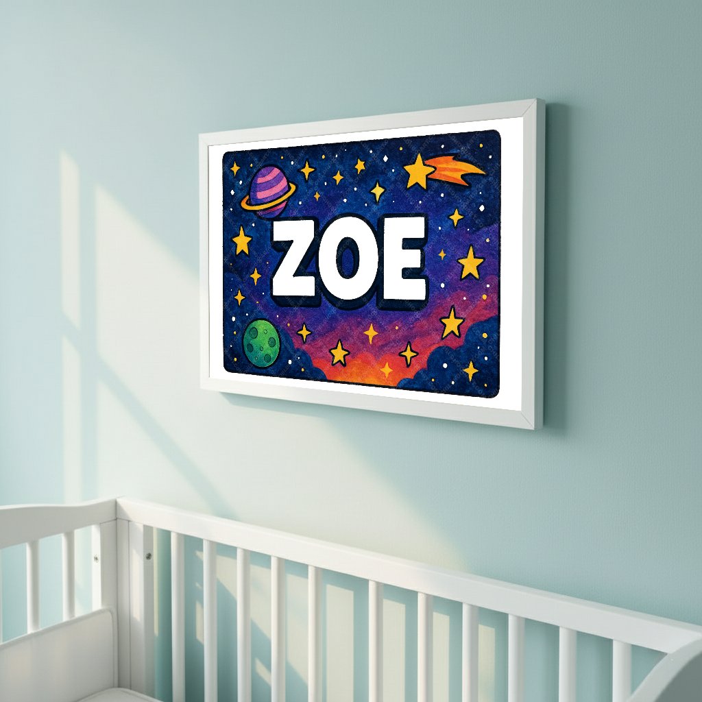 Personalized space name art for Zoe