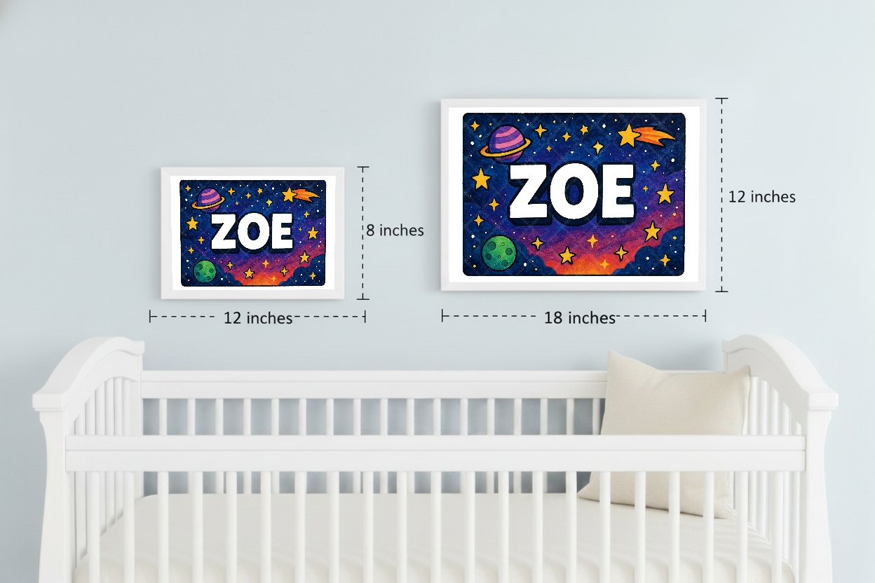 Personalized space name art for Zoe