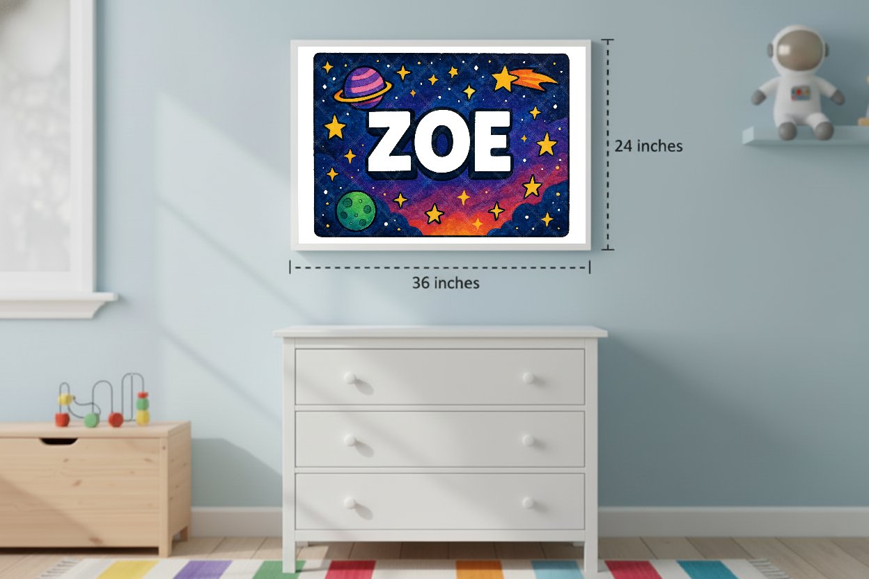 Personalized space name art for Zoe