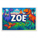 Zoe Name Art - Dinosaur Adventure personalized wall print for kids