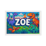 Zoe Name Art - Dinosaur Adventure personalized wall print for kids