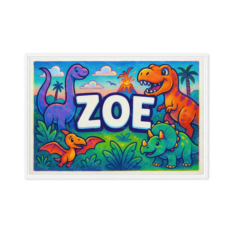 Zoe Name Art - Dinosaur Adventure personalized wall print for kids