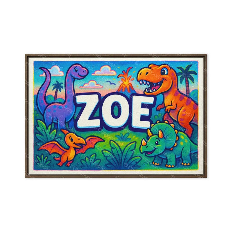 Zoe Name Art - Dinosaur Adventure personalized wall print for kids