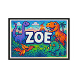 Zoe Name Art - Dinosaur Adventure personalized wall print for kids