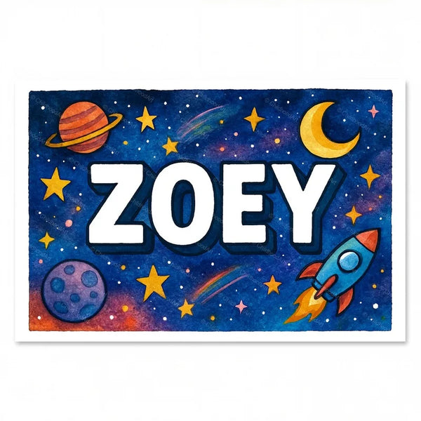 Zoey Personalized Space Explorer Name Art