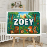 Calm personalized woodland name art for Zoey