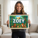 Calm personalized woodland name art for Zoey