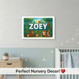 Calm personalized woodland name art for Zoey