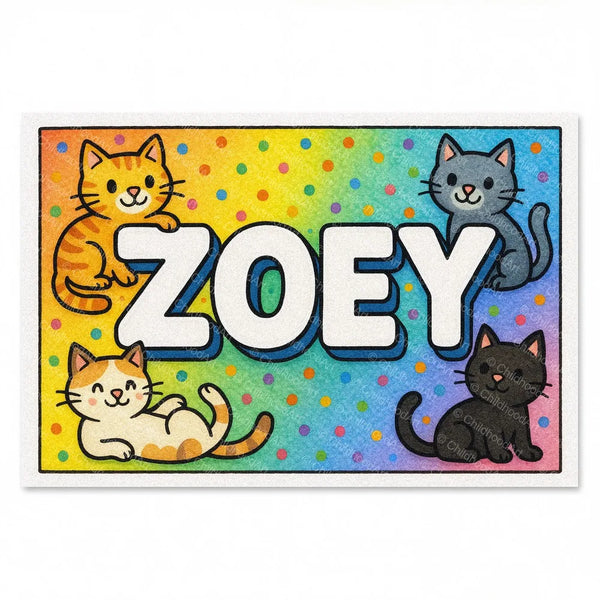 Zoey Colorful Cats Name Art
