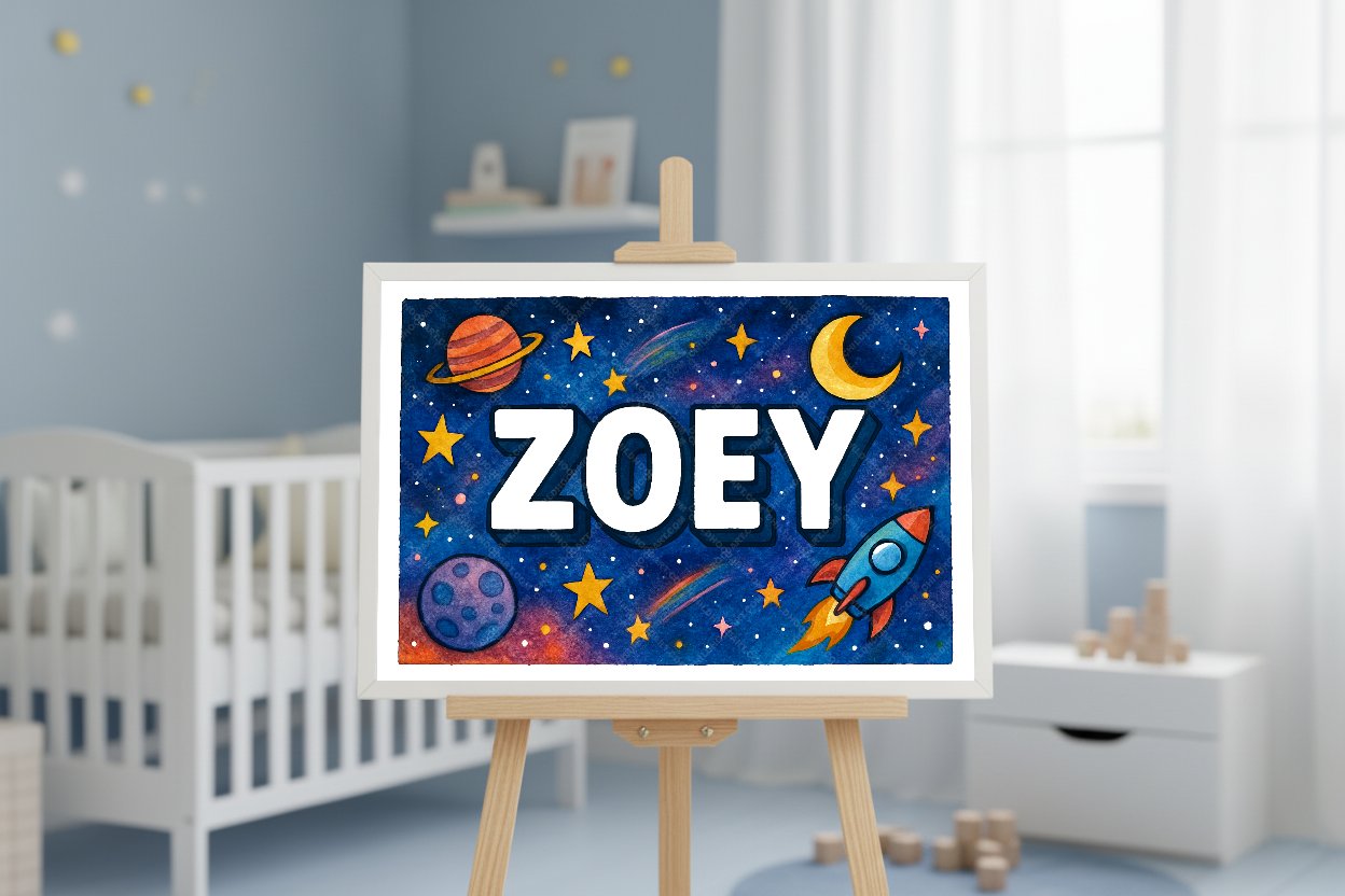 Personalized space name art for Zoey