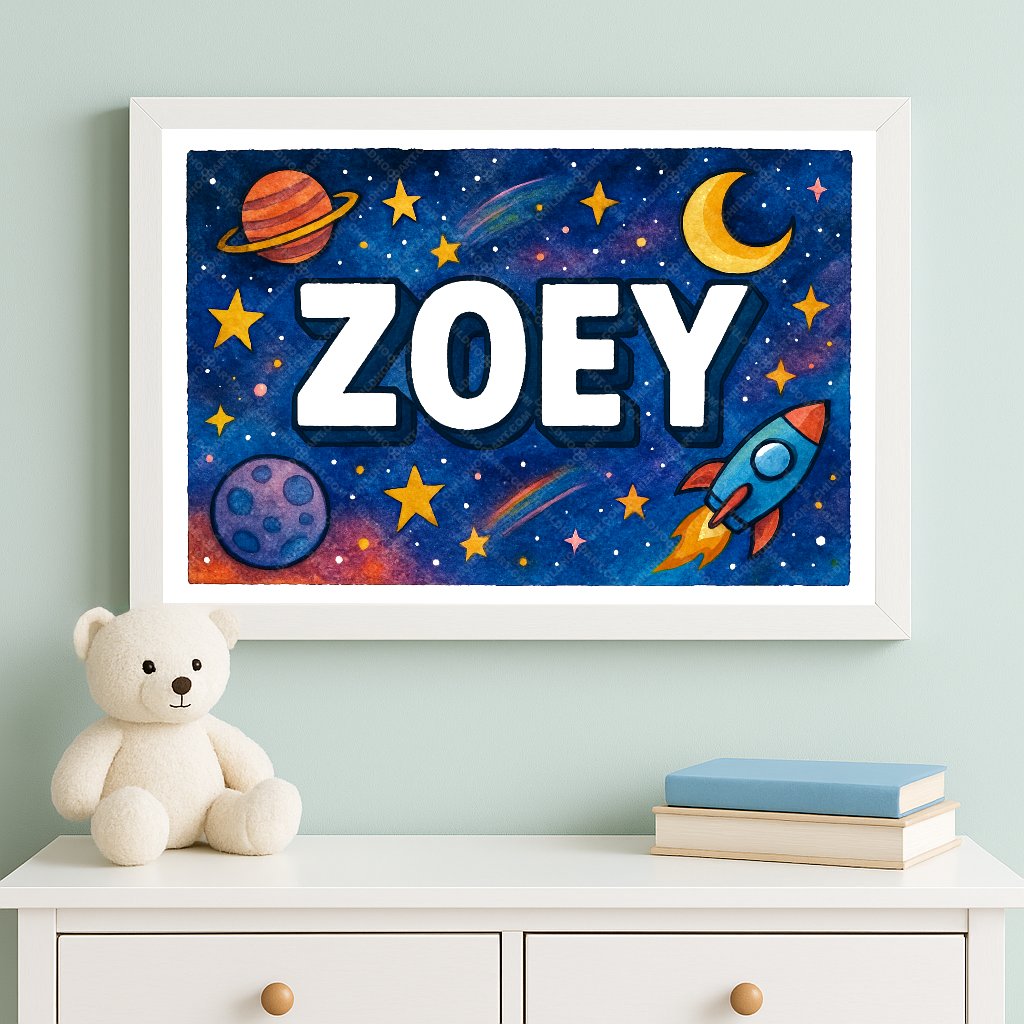 Personalized space name art for Zoey