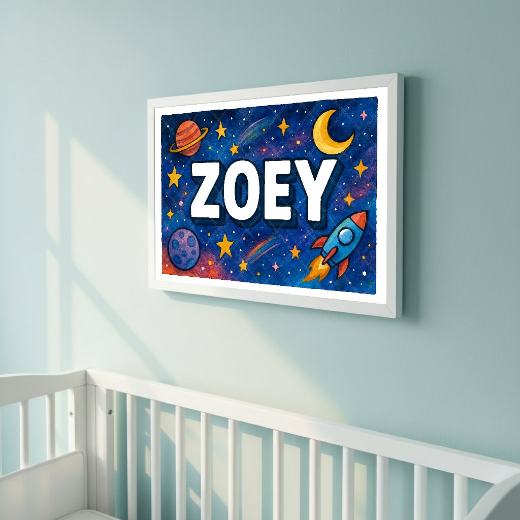 Personalized space name art for Zoey