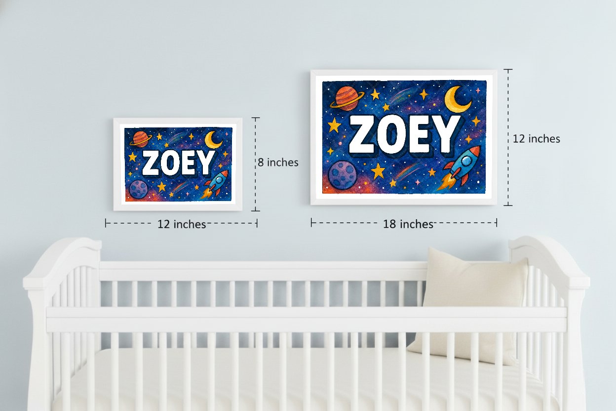 Personalized space name art for Zoey