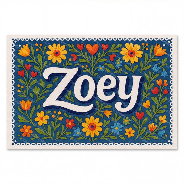 Zoey Floral Farmhouse Name Art
