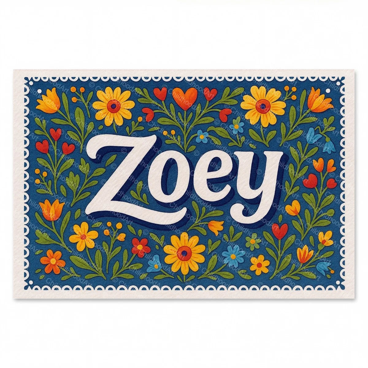 Zoey Floral Farmhouse Name Art - Full size image