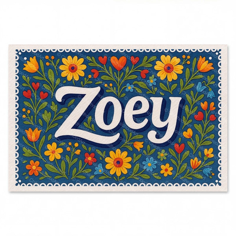 Calm personalized name art for Zoey