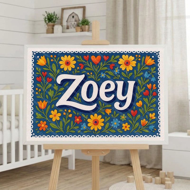 Calm personalized name art for Zoey