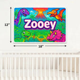 Zooey Name Art - Dinosaur Adventure personalized wall print for kids