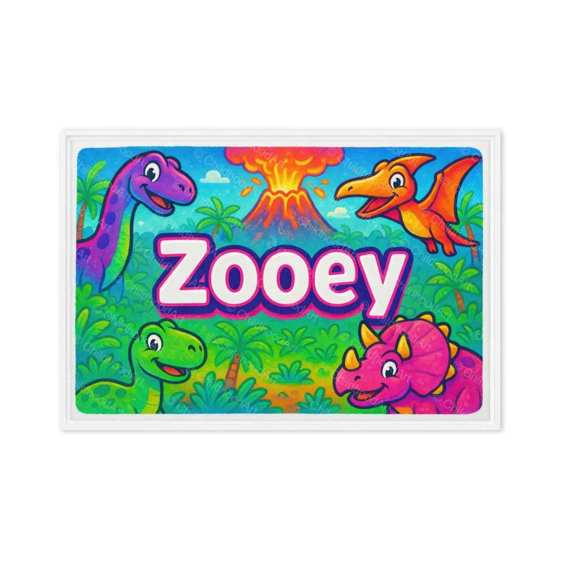 Zooey Name Art - Dinosaur Adventure personalized wall print for kids