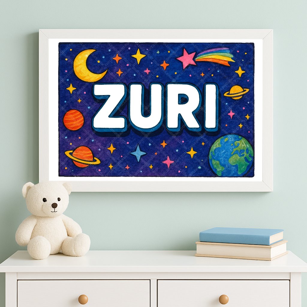 Personalized space name art for Zuri