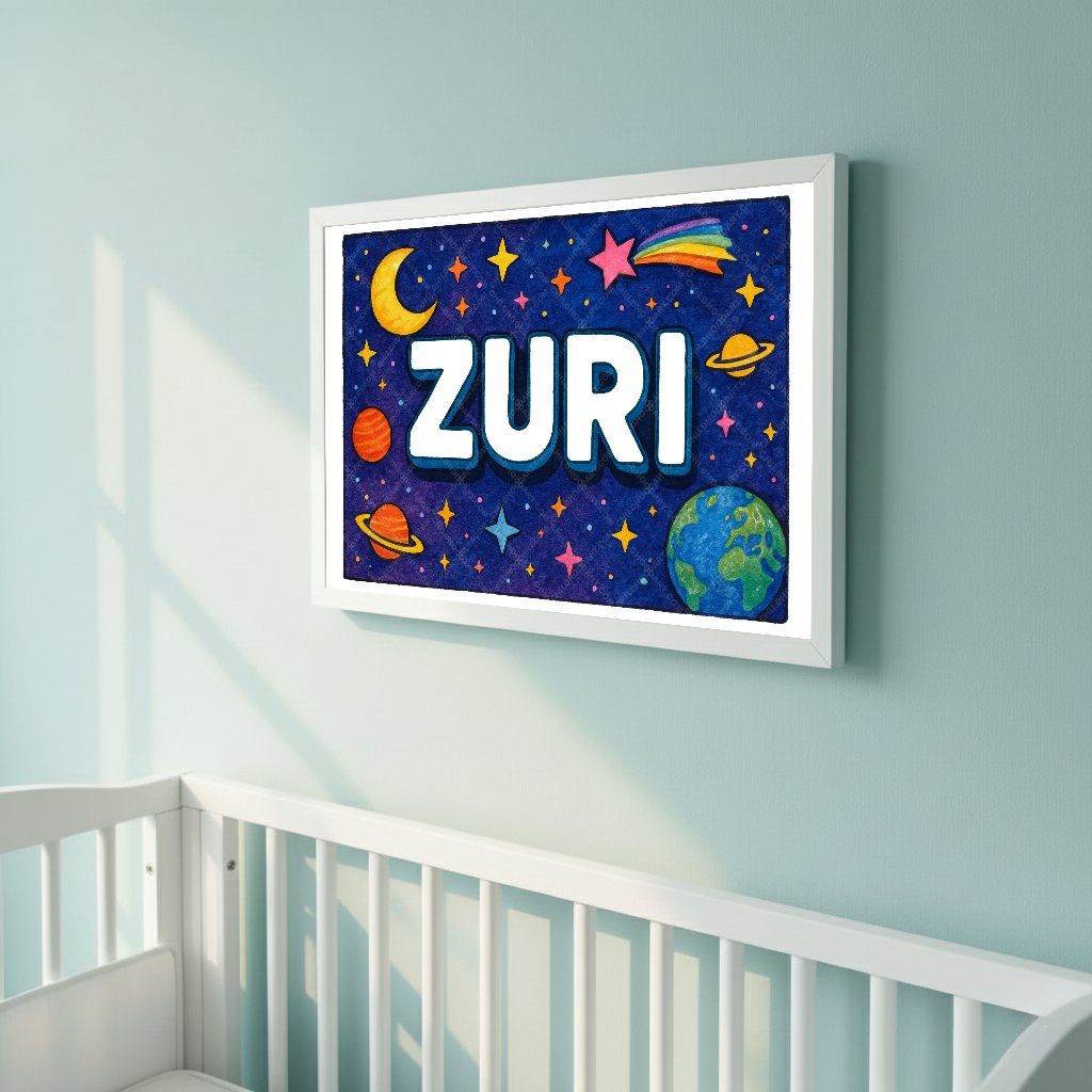Personalized space name art for Zuri