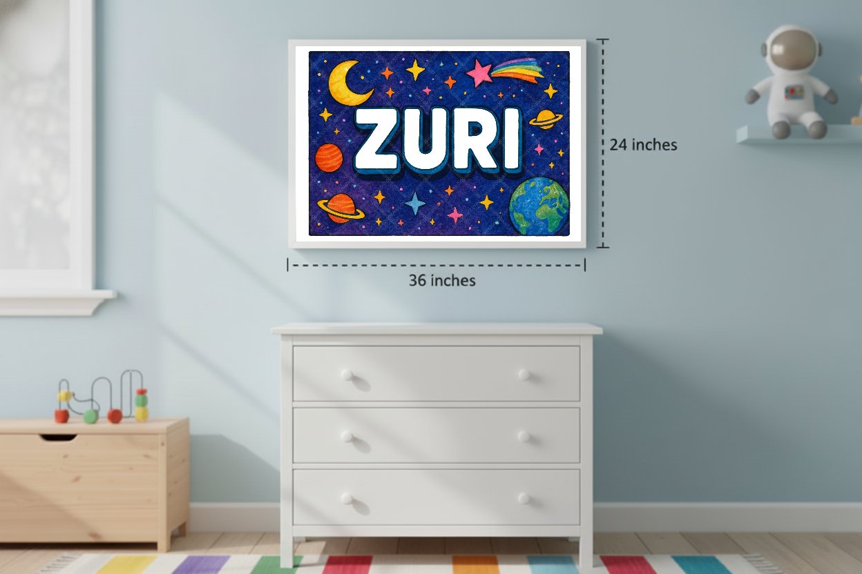 Personalized space name art for Zuri