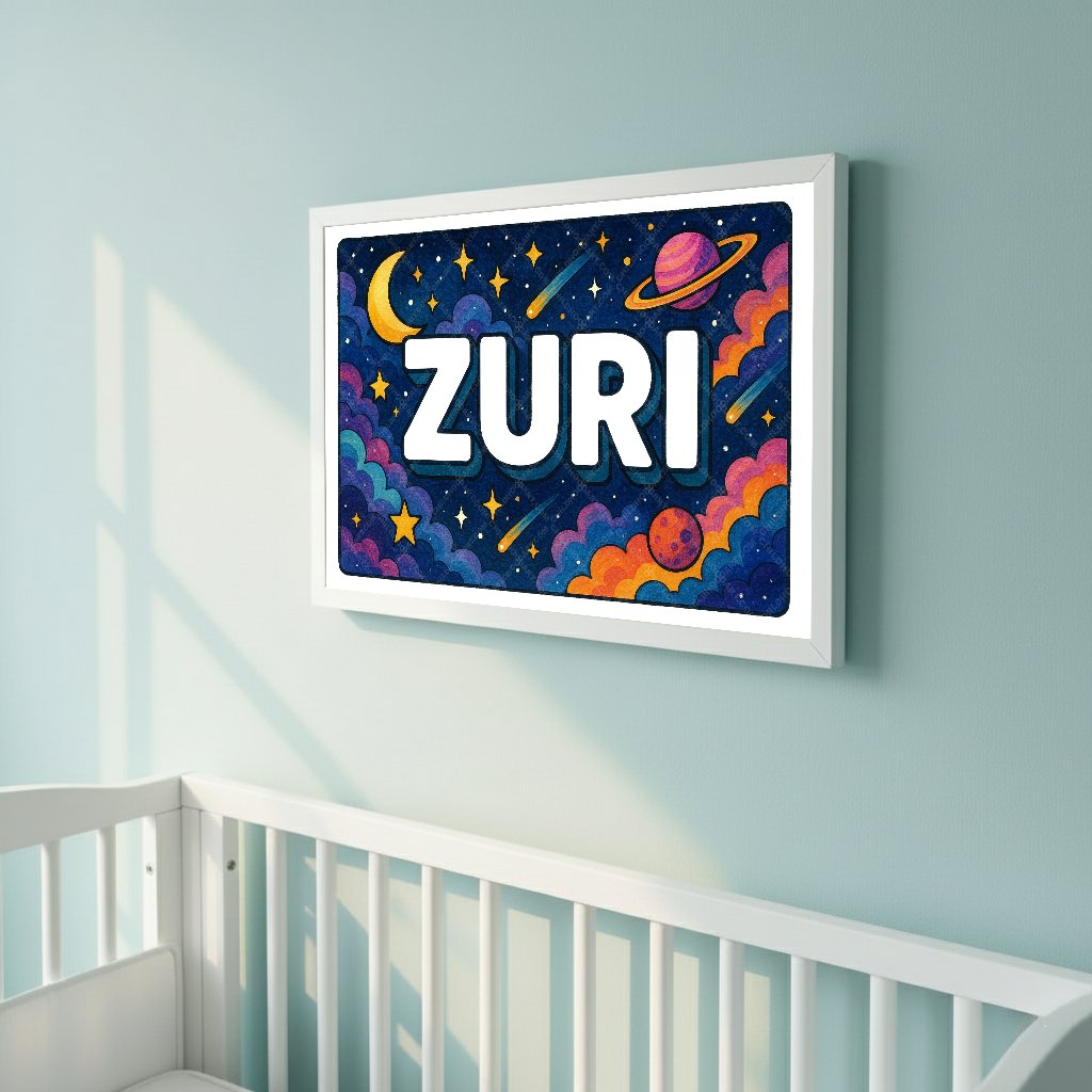 Personalized space name art for Zuri