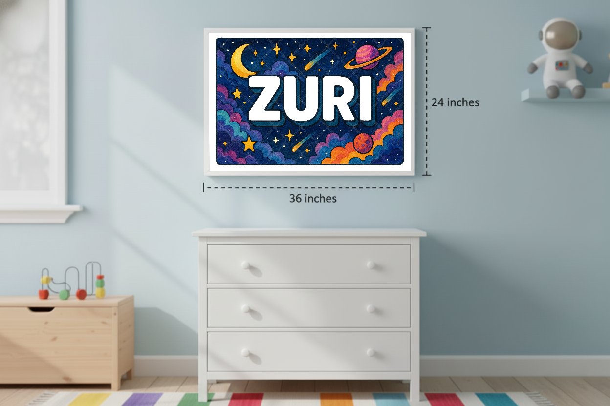 Personalized space name art for Zuri