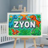 Zyon Name Art - Dinosaur Adventure personalized wall print for kids