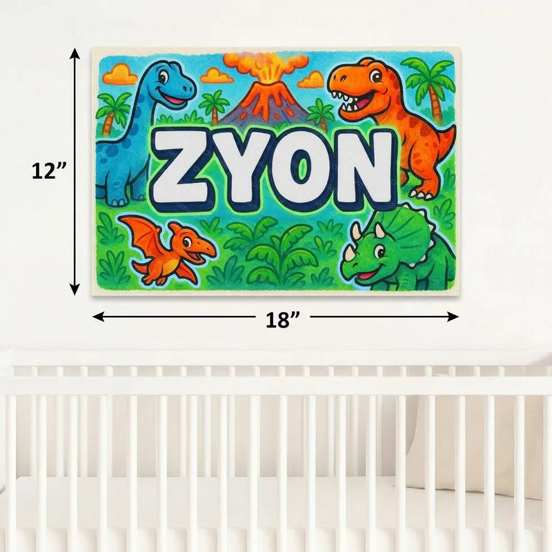 Zyon Name Art - Dinosaur Adventure personalized wall print for kids