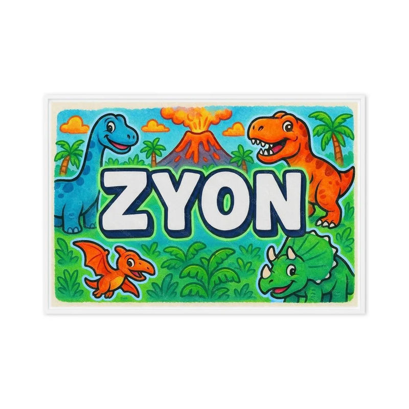 Zyon Name Art - Dinosaur Adventure personalized wall print for kids